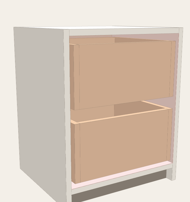 Bedside table 450 × 550 × 400 — Without fronts: two drawer boxes