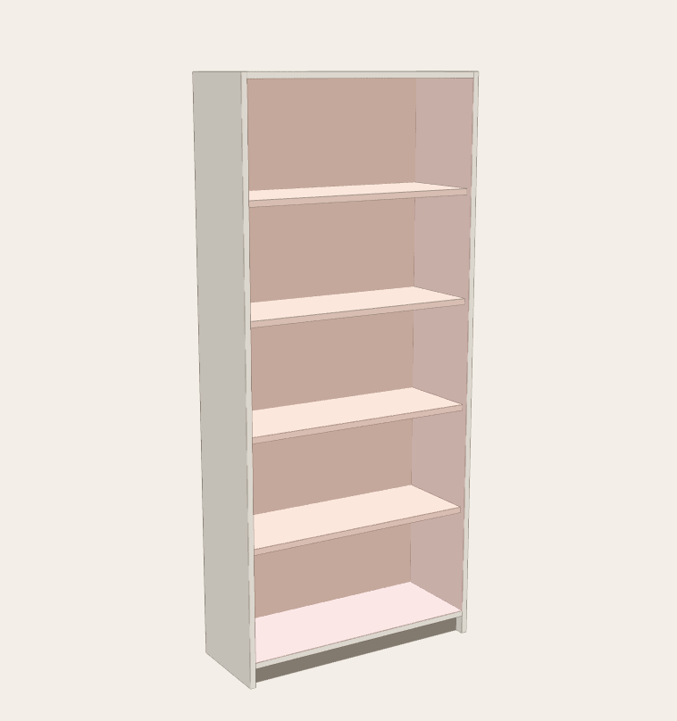 Bogreol 800 × 1800 × 300 — Fire flytbare hylder