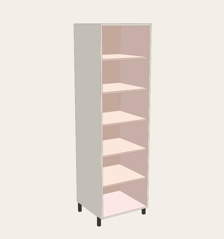 Tall pantry cabinet 600 600 × 2100 × 560 — Without the door: five adjustable shelves